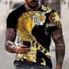 Летние Новые Футболки с Графикой Тигра и Льва 3D Печать Мужские с Коротким Рукавом