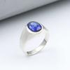Blue Sapphire Lab Created Gemstone Ring, Mens Ring, Wedding Engagement Ring, Father Gift, Unisex Ring, 925 Sterling Silver