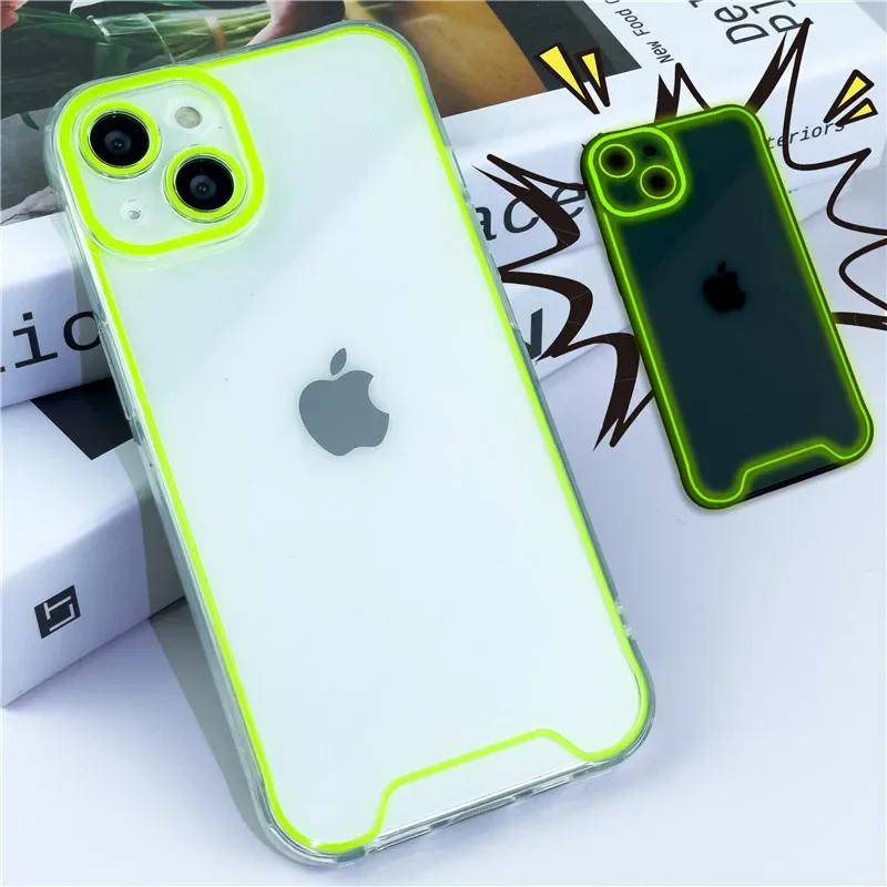 Светящийся силиконовый мягкий чехол с ночником для iPhone 14 11 12 13 14 15 Pro Max Plus XR XS Max, прозрачная задняя крышка