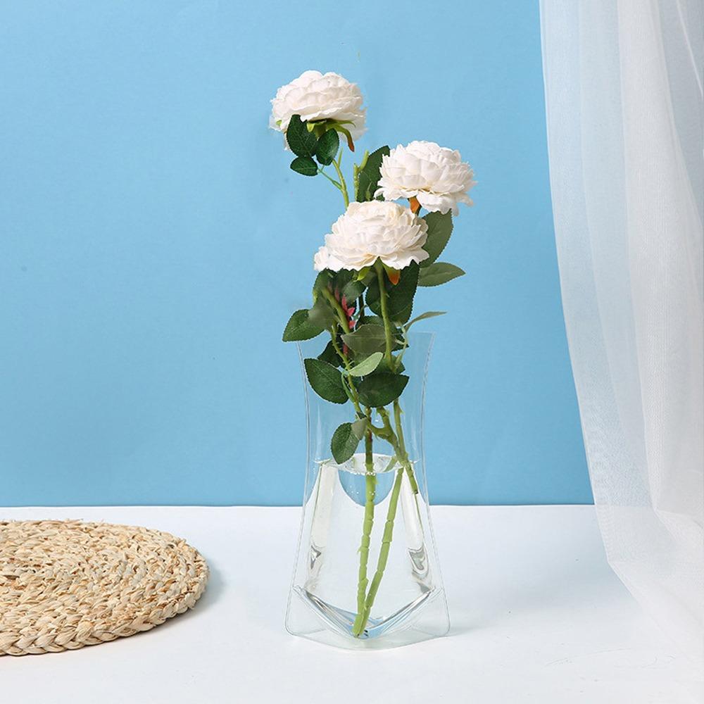 5Pcs Shatterproof Clear PVC Flower Vase Folding Plant Containers Easy To Clean Expandable Vase Room