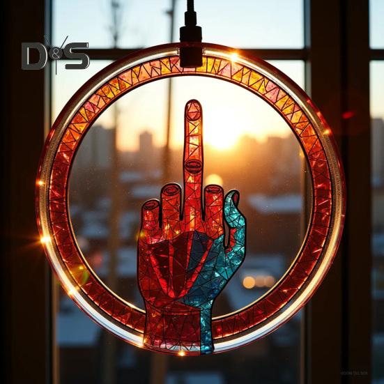 Подвесное украшение в виде ловца солнца с металлической цепью, цветная расписанная вручную стеклянная панель, декоративный аксессуар для ловли света