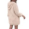Женское платье с капюшоном и большим карманом, с длинными рукавами, из плотного плюша, однотонное, свободное мини-платье, повседневная одежда, повседневный топ средней длины