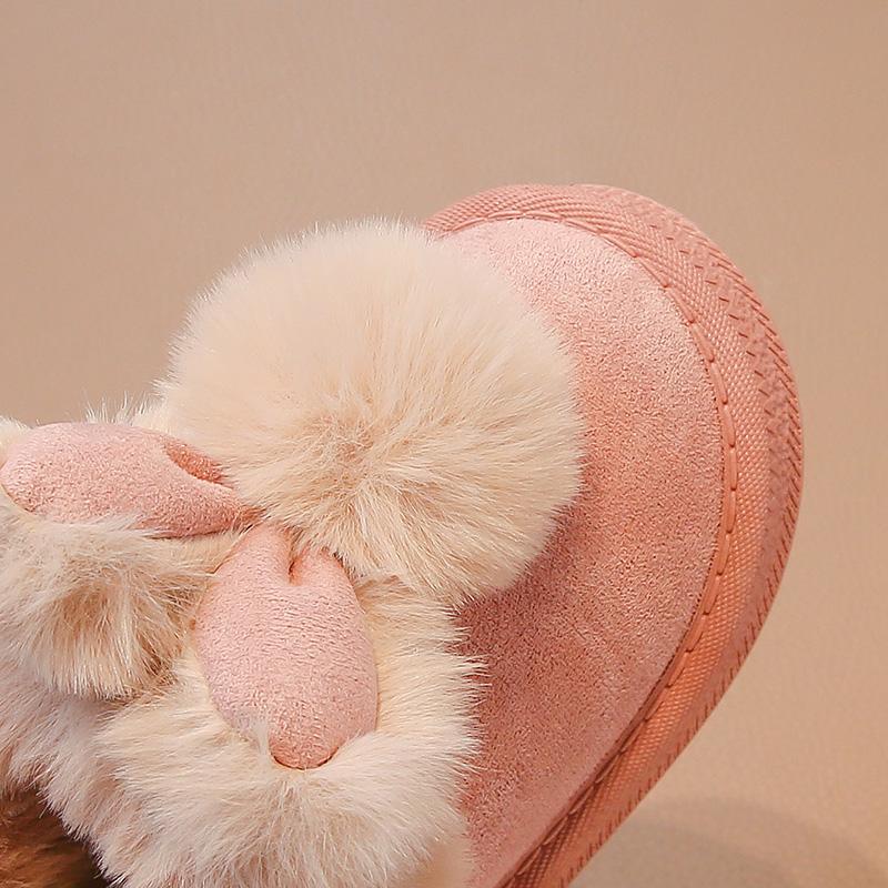 Rabbits Ears Boots Girls Suede Leather Winter Boots Warm Fur Winter Shoes for Girl Bow Band Baby Snow Footwear Kids Boots