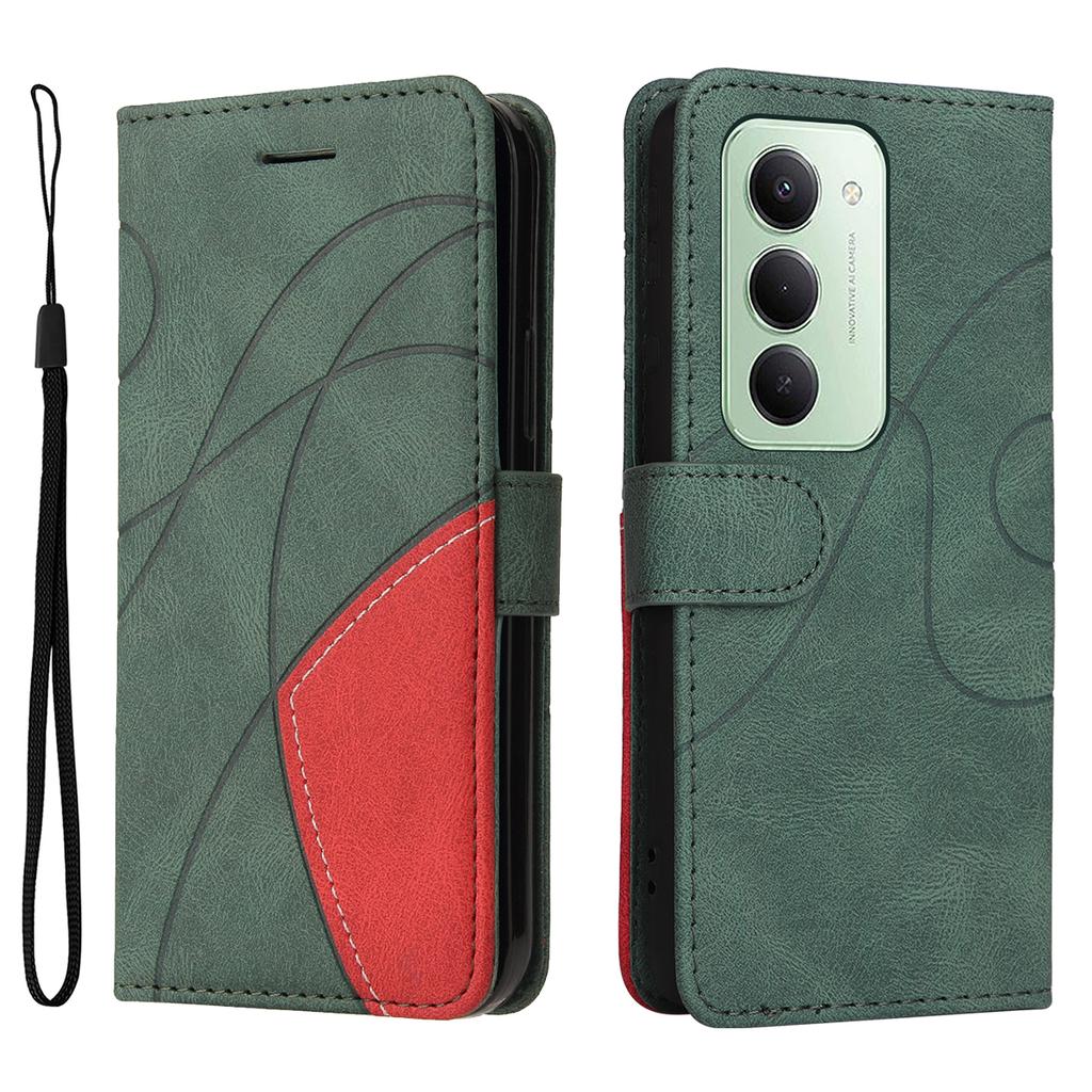 For Xiaomi Redmi 15 4G (EU) (171mm) Leather Phone Case Stand Wallet with Bi-colour Splicing Design