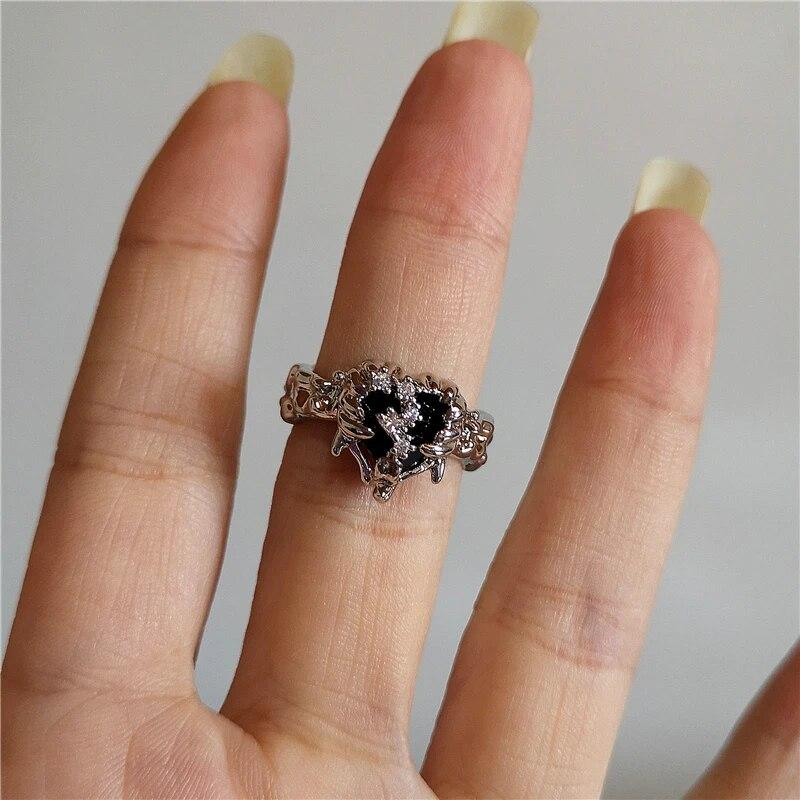 Готическое Панк Красный Кристалл Паук Звезда Геометрическое Нерегулярное Сердце Открытое Кольцо Для Мужчин Женщин Хэллоуин Y2K Эмо Ювелирные Аксессуары Подарок