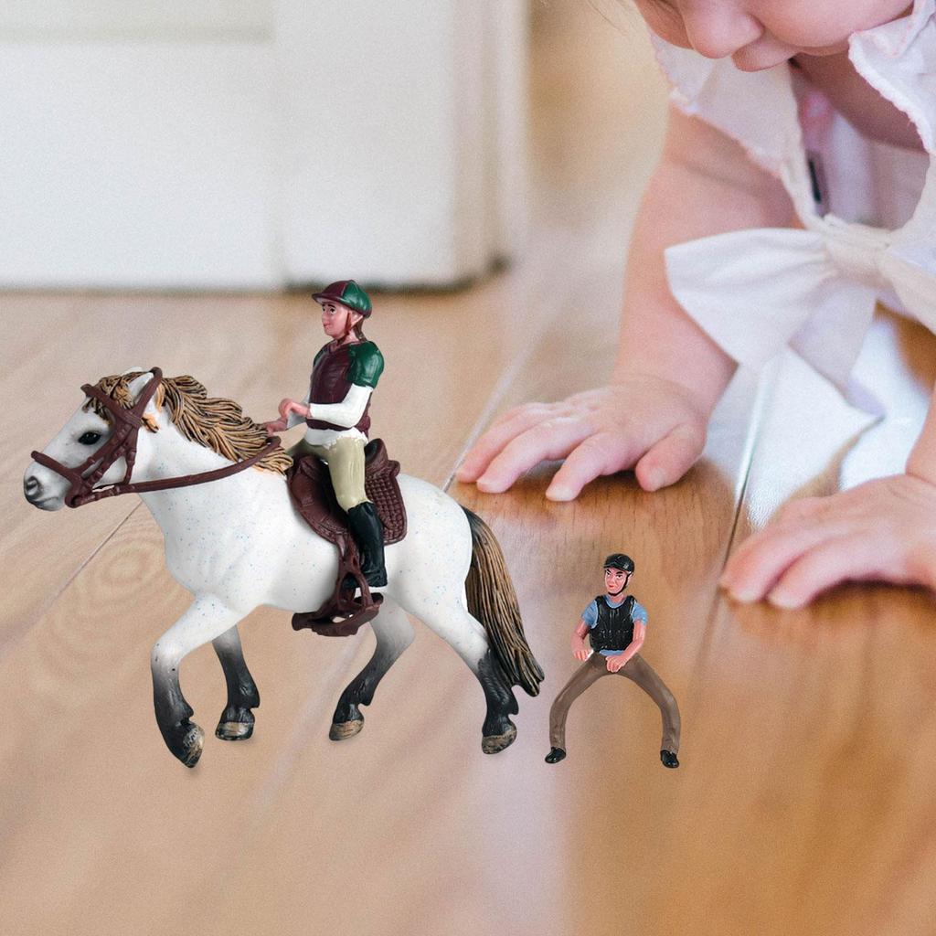 Horse Figure Animal Model PVC with Saddle Miniature Simulation Pretend Educational Toy Wildlife Statue for Party Favors Gifts
