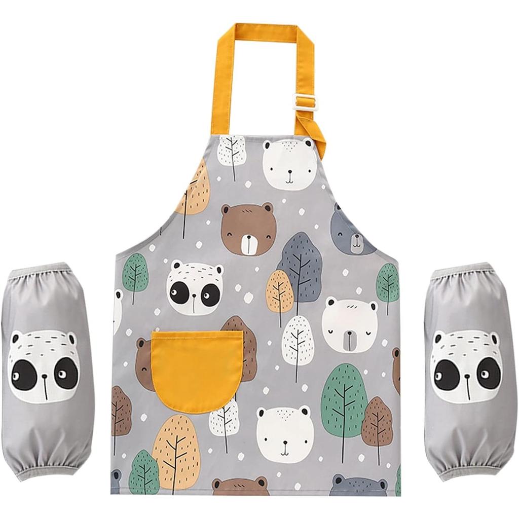 Детские фартуки для девочек и мальчиков, водонепроницаемый кухонный фартук для детей с карманами, регулируемый ремень для детей, приготовление пищи, выпечка, рисование, садоводство