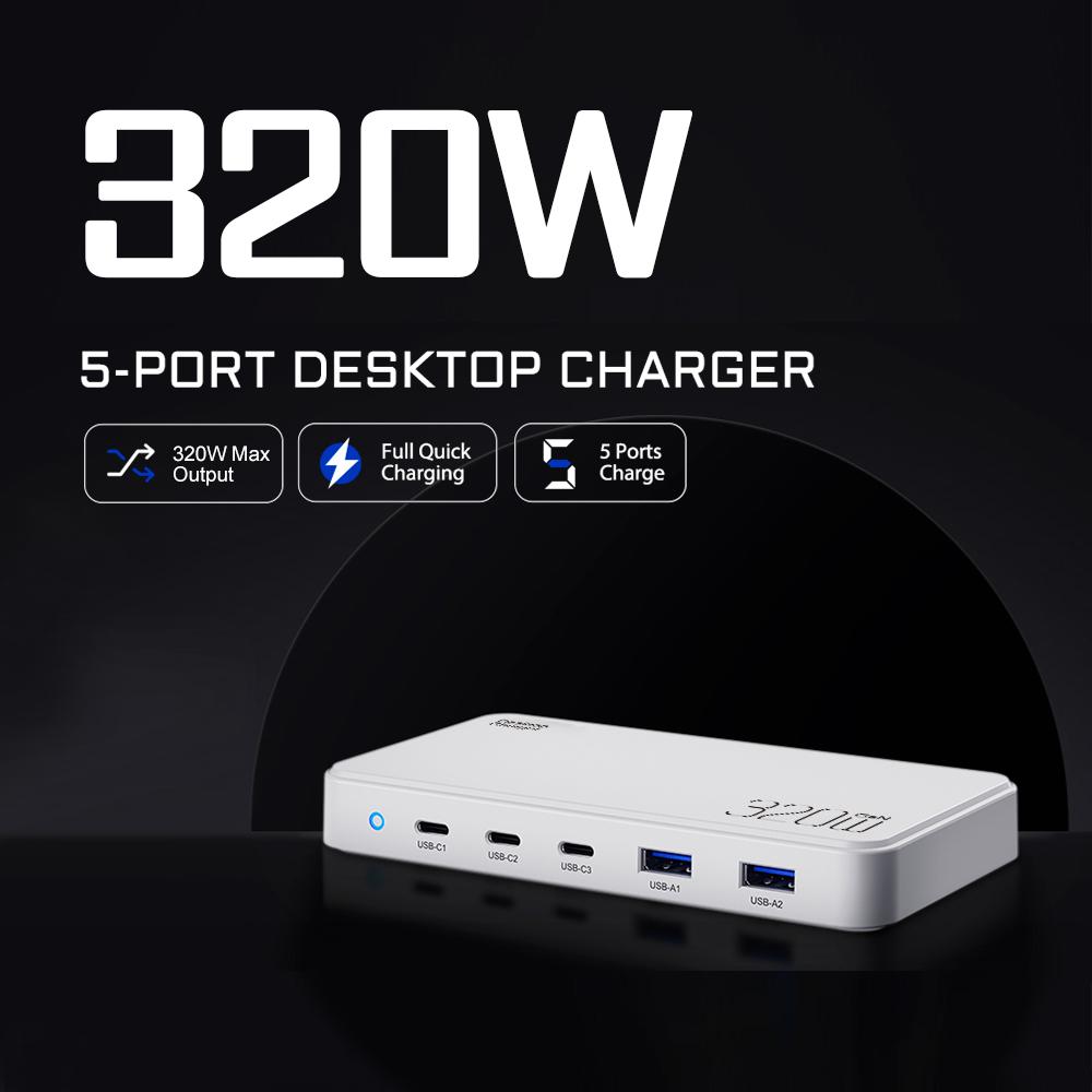 Зарядная станция PD3.0 GaN USB-C мощностью 120 Вт для мобильных телефонов, 5-портовый концентратор для быстрой зарядки, интеллектуальное устройство с несколькими адаптерами для iPhone и т. д.