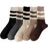 5 Pairs Retro Striped Womens Socks Athletic Crew Socks for Women Cozy Boots Socks Thermal Socks for Women