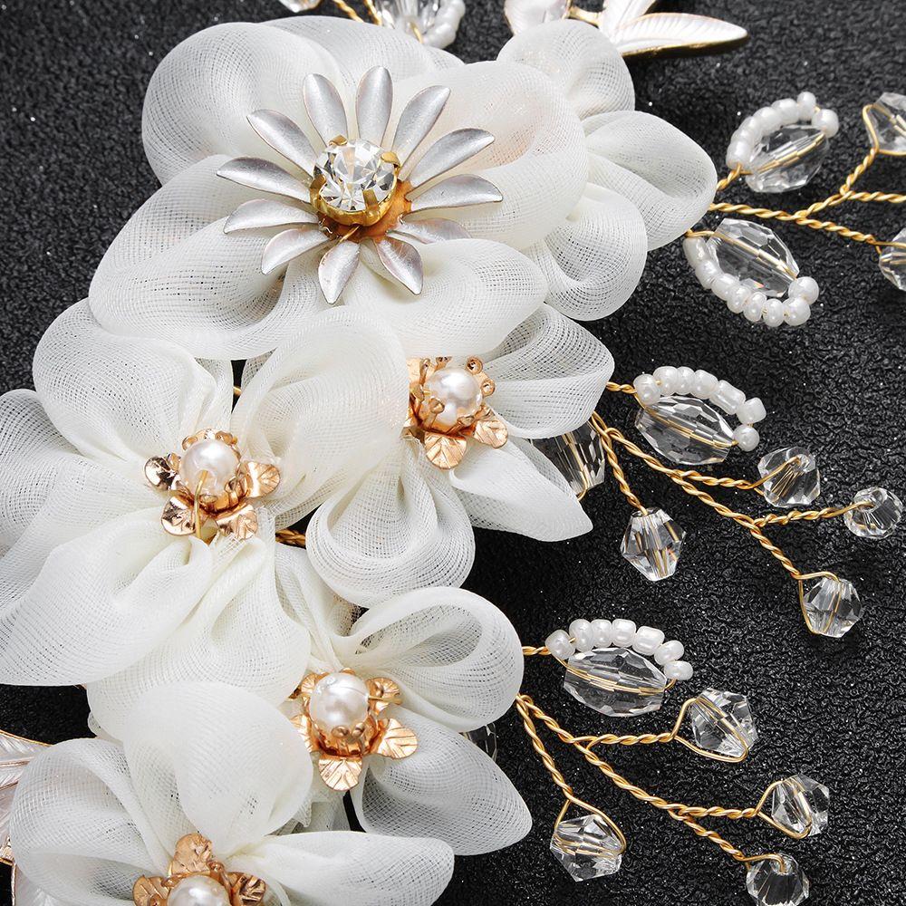 Fashion White Flower Pearl Crystal Bridesmaid Tiara Hair Combs Bridal Clips Flower Hair Pin