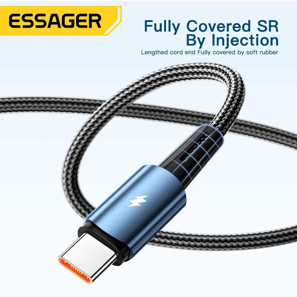 Essager 120 Вт сверхбыстрая зарядка Type-C, 67 Вт, USB-кабель для быстрой зарядки 6A для Xiaomi 12Pro Redmi K50 Note 11Pro Black Shark 5Pro