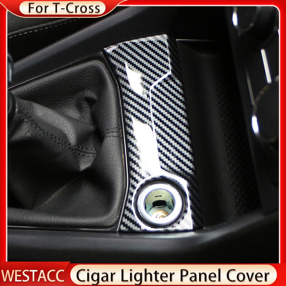 Car Center Control Cigarette Lighter Panel Trim Sticker Cover for Volkswagen VW T-cross Tcross 2018    2022 2023