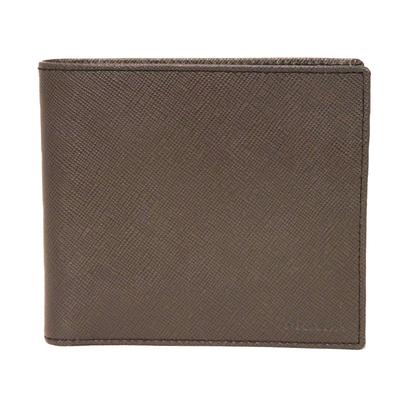 Б/у Компактный кошелек Saffiano 11569 2M0738 7941 Серо-коричневый Складной с тисненым логотипом Графитовый Мужской из Японии АУТЕНТИЧНЫЙ
