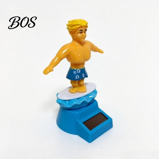 Anti-slip Car Decoration Surfer Boy Solar Nodding Toy, Cartoon Bobblehead for Accessory For Bumpy Roads Dashboard, Auto Swing Shaking Figure