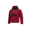 Contrast Drawstring Faux Lamb Wool Spliced Fleece-Lined Hoodie Men Tops Burgundy DV1587-680