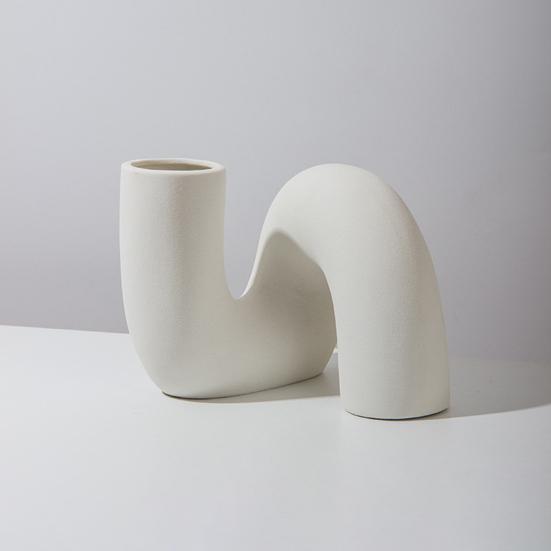 Белая керамическая витая ваза для цветов Современная матовая минималистичная богемная сплошная цветная гостиная офисная спальня настольная ваза для растений украшение