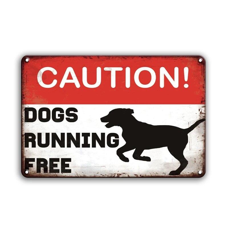 Warning Danger Poster Metal Decor Beware Of The Dog Cat Vintage Tin Sign No Trespassing Farmhouse Wall Decor Family Doorplate
