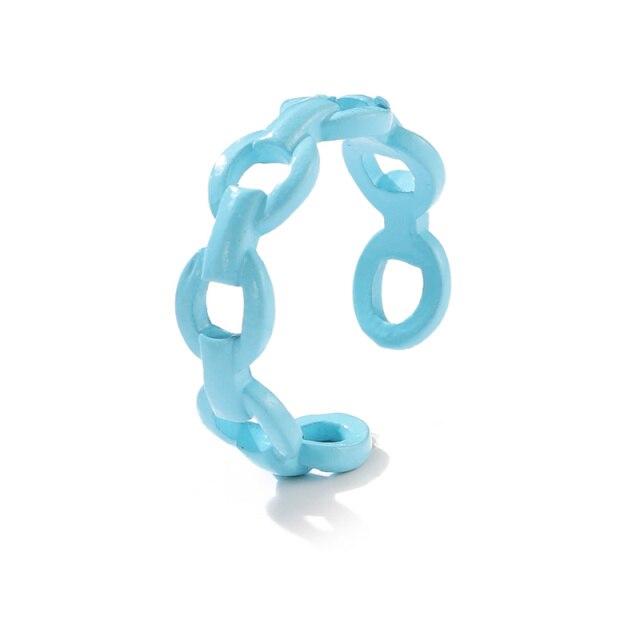 Ins Aesthetic, 5 шт./компл., синий цвет, тема, гипербола, толстые акриловые кольца из смолы, набор для женщин, девчачьи модные кольца для вечеринок «сделай сам», ювелирные изделия