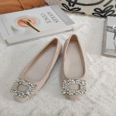 Французские туфли с квадратной пряжкой и крупными стразами, увеличивающие рост, для женщин, лето 2025, новые модные туфли на плоской подошве с тонким каблуком