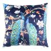 [R0010] - Бархатная подушка «Павлины» синяя - 40 см