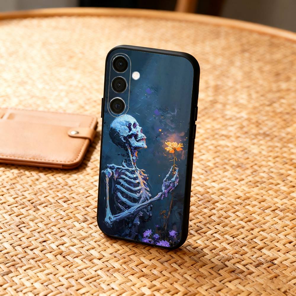A-Art S-Скелет S-Череп Чехол для телефона для Samsung A73,72,71,53,52,51,22,91,80, Мягкое черное покрытие
