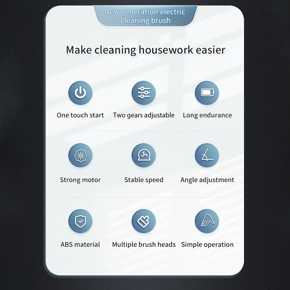 Cordless Electric Spin Scrubber 2 Speeds Power Cleaning Brush Scrubber with 7 Replaceable Brush