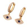 Trendy Gold Color Huggie Earrings for Women Luxury Zircon Blue Evil Eye Charm Dangle Drop Earrings Girls Daily Wear Jewelry Gift