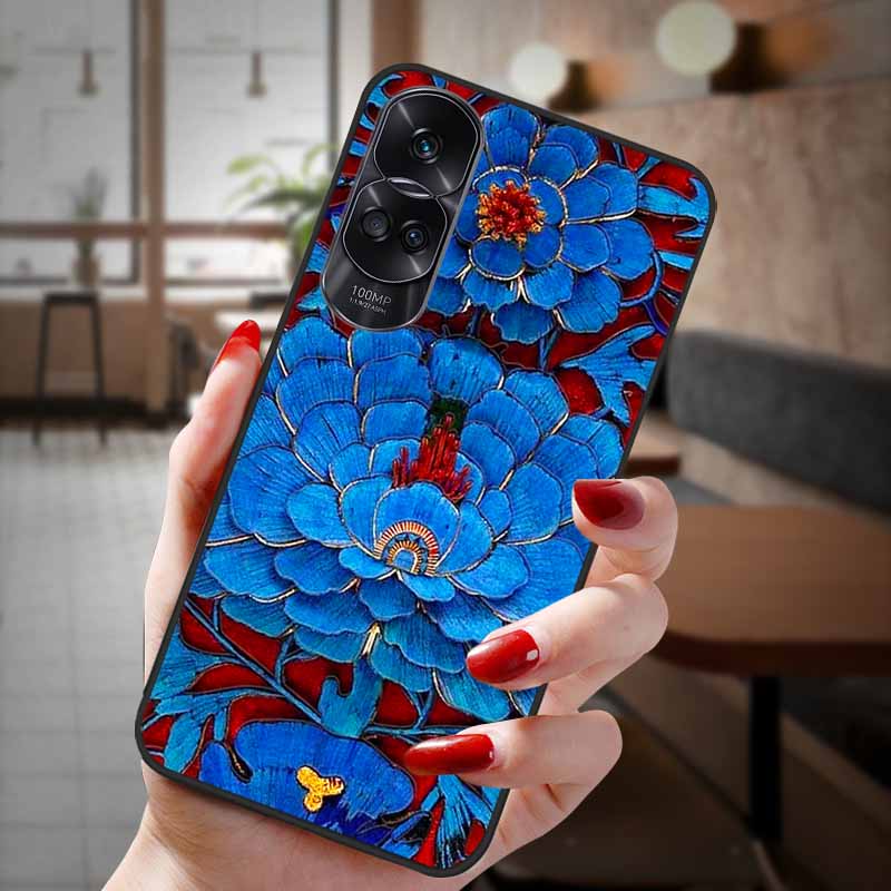 Чехол для Honor 90 Lite 5G 3D Цветочный Рельефный Тиснение Силиконовый Задний Чехол Для Honor 90 Чехол Honor90 Pro 90Pro 90Lite Мягкий Защитный
