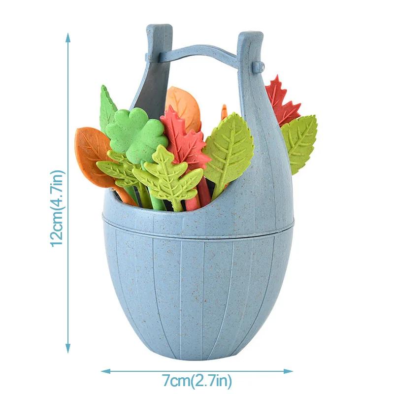 Набор биоразлагаемых вилок для фруктов, 16 шт., из пшеничной соломы, в форме листьев, десертные вилки, для салата, овощей, для барбекю, вечеринки, коктейльные вилки, шпажки, декор стола