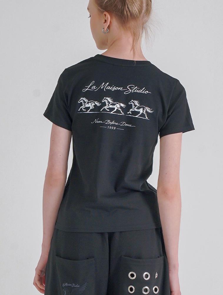 LA MAISON STUDIO Черная футболка Mustang Slim Fit с коротким рукавом (Fcg2Ts770W)