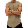 Men Summer Vest Round Neck Sleeveless Knitting Vest Solid Color Loose Fit Bodybuilders Gym Camisole Streetwear
