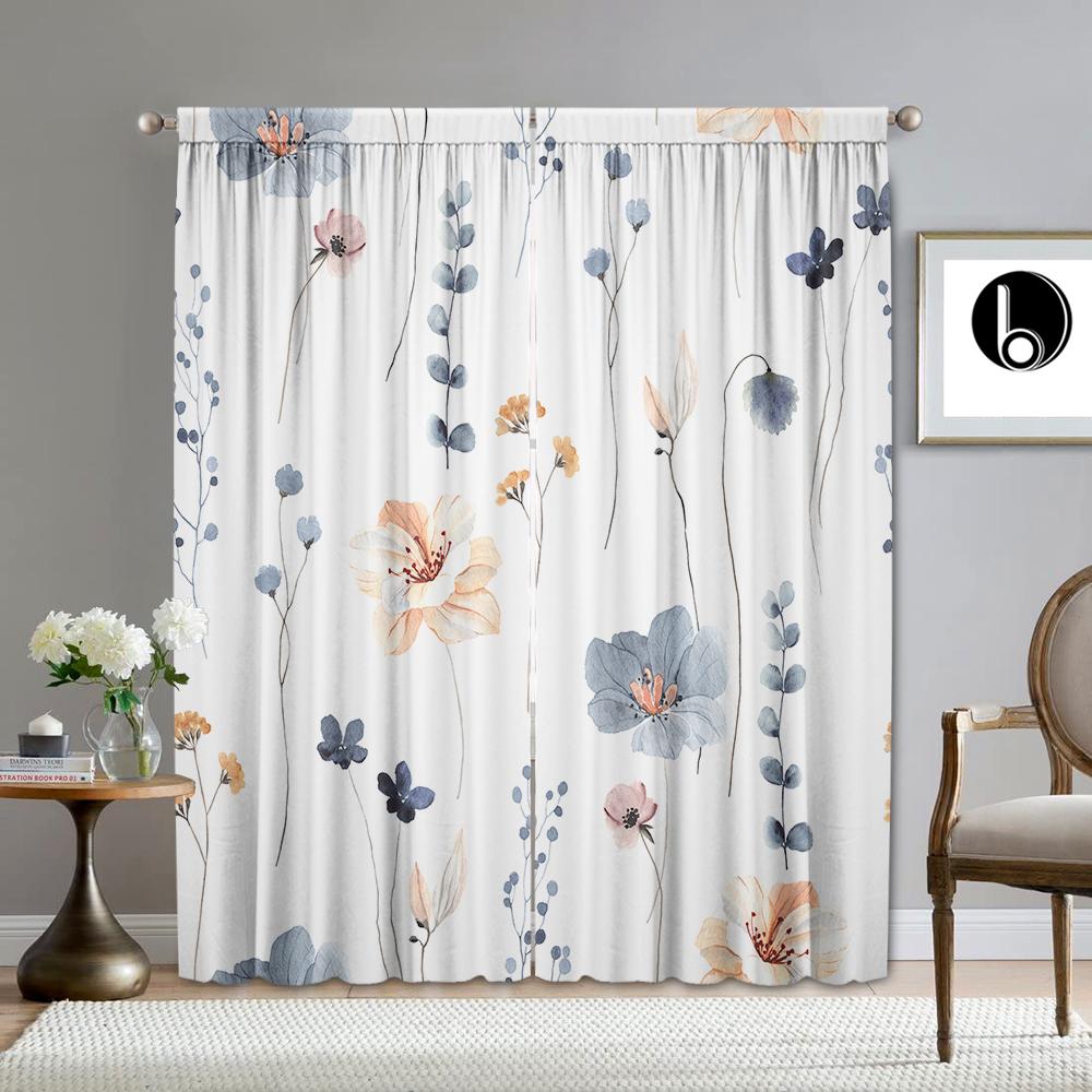 2 шт. Шторы для украшения дома, различные цветы с карманами на карнизе, подходят для моей кофейни, гостиной, кабинета