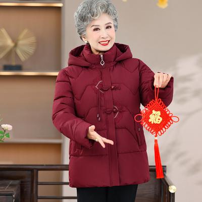 Зимняя хлопковая одежда для бабушки, Хлопковая куртка для среднего и пожилого возраста, Зимняя куртка с капюшоном для мамы, Новый стиль хлопковой куртки для пожилой женщины