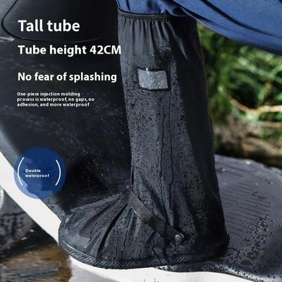 1 пара чехлов для обуви от дождя, черные водонепроницаемые светоотражающие высокие многоразовые для мотоцикла, велоспорта, велосипеда, прозрачные, для защиты обуви от пыли