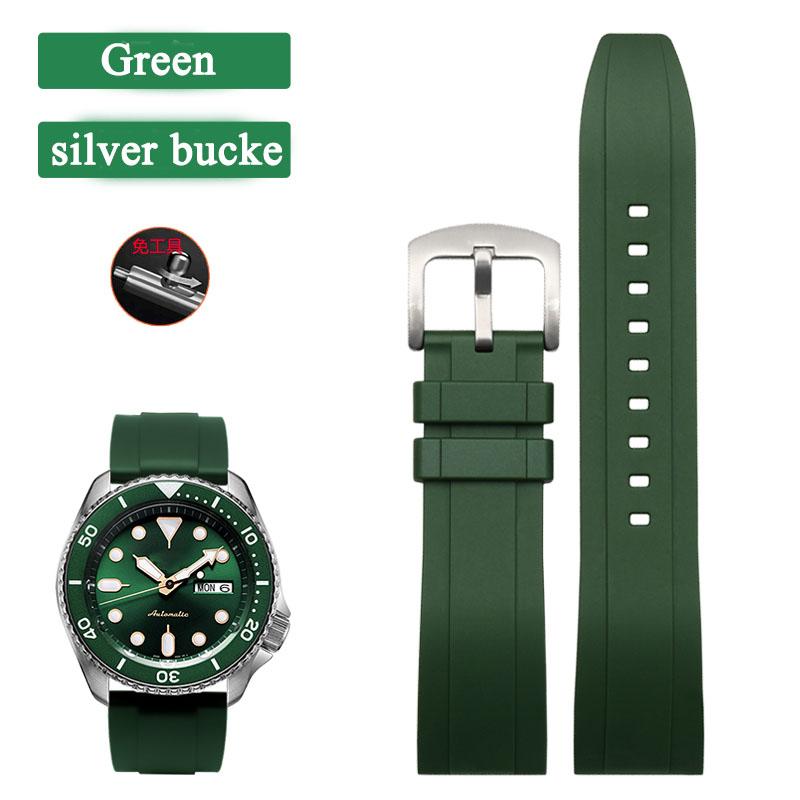 Силиконовый ремешок с быстрой заменой 20 мм 22 мм 24 мм Для Seiko 5 Mido Omega Seamaster Резиновый ремешок для часов Водонепроницаемый Спортивный ремешок Браслеты