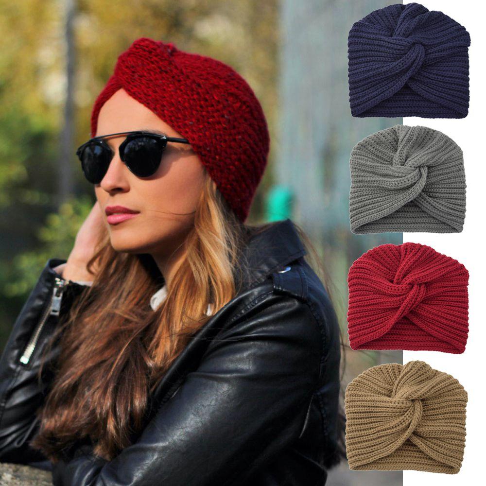 Winter Hair band Croceht Beanies Twist Headwrap Hat Women Felt Hat Head Wrap Caps Ladies Turban