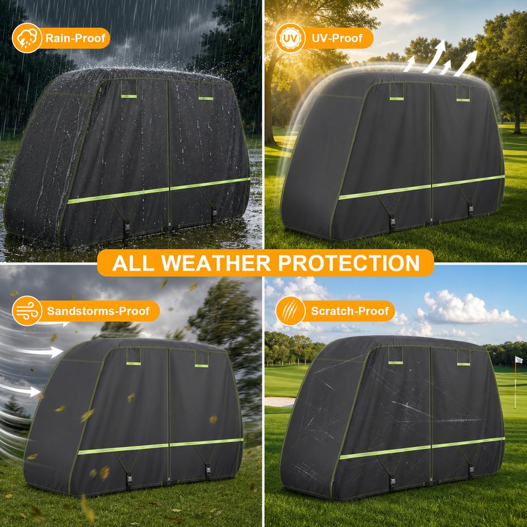 Golf Cart Cover 1/1/1+1 Passenger for Yamaha EZGO Club Car Heavy Duty 111D Waterproof Windproof Durable Oxford Golf Cart Cover