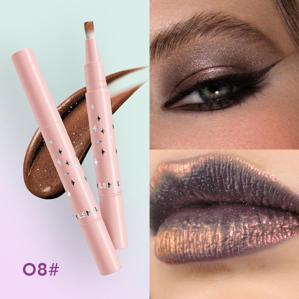 MLSMILE 8-цветная перламутровая кисть для жидких теней для век с мягкой щетиной. Бриллиантовые глянцевые жидкие тени для век, вращающиеся, многофункциональное использование.