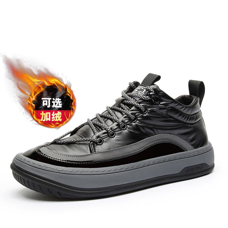 2025 direct supply men's shoes down cloth waterproof high-top shoes men's winter casual versatile board shoes trendy clown shoes