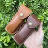 15 CM Foling Knife Holder Embossed Cowhide Scabbard Pocket Knife Cover Leather Sheath Case Camping Knife Holsters Belt Buckle