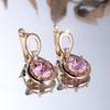 1 пара серег золотистого цвета с круглыми розовыми камнями, женские свадебные серьги-капли, ювелирные изделия