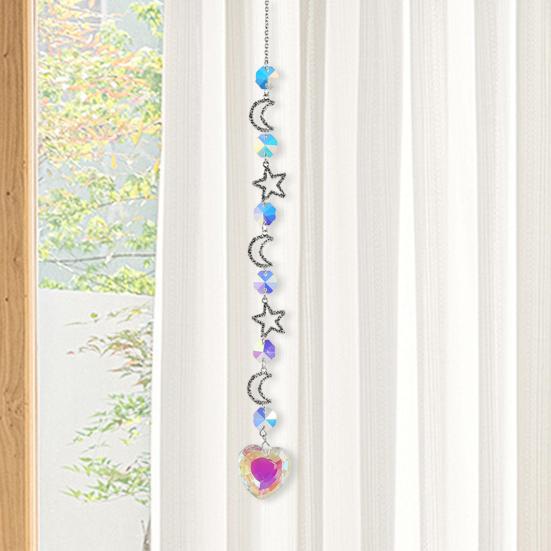 Stars Moon Sun Catcher Hanging Planets Ornament Prismatic Sun Catcher Rainbow Maker for Outdoor Garden Home Wall Decoration