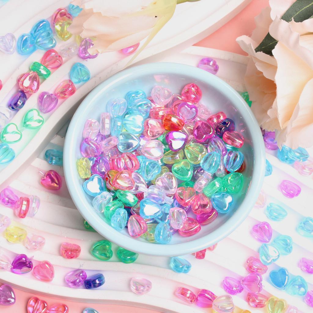 High Quality Beads Acrylic Loose Beads Heart Shape DIY 300Pcs Necklace Bracelet Charms For Jewelry Making 8.5*9mm Earrings