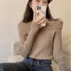 Lapel One-shoulder Long-sleeved Knitted Sweater for Women Early Autumn New Design Slimming Long-sleeved Top