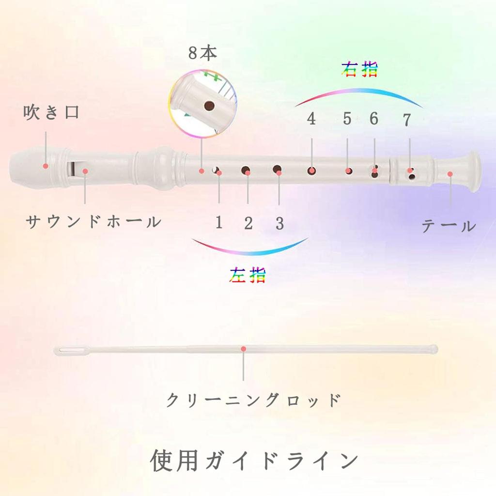 Блокфлейта сопрано немецкого стиля, тональность C, 8 отверстий, съемная флейта, набор из 3 предметов, ABS, чистка, аппликатура для начинающих школьников (с палкой, сумкой,