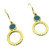 [P7778] - Designer Steel Earrings 'Boho' Turquoise Gold - 15x10 Mm
