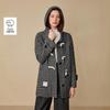 INMAN Women's Plaid Hooded Toggle Double-faced Wool Coat