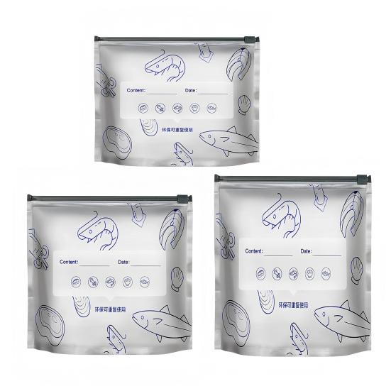 Пакеты из алюминиевой фольги, запечатываемые, герметичные, многоразовые, запечатанные пакеты, стоячие вакуумные пакеты с застежкой-молнией и этикеткой для хранения овощей, фруктов, мяса