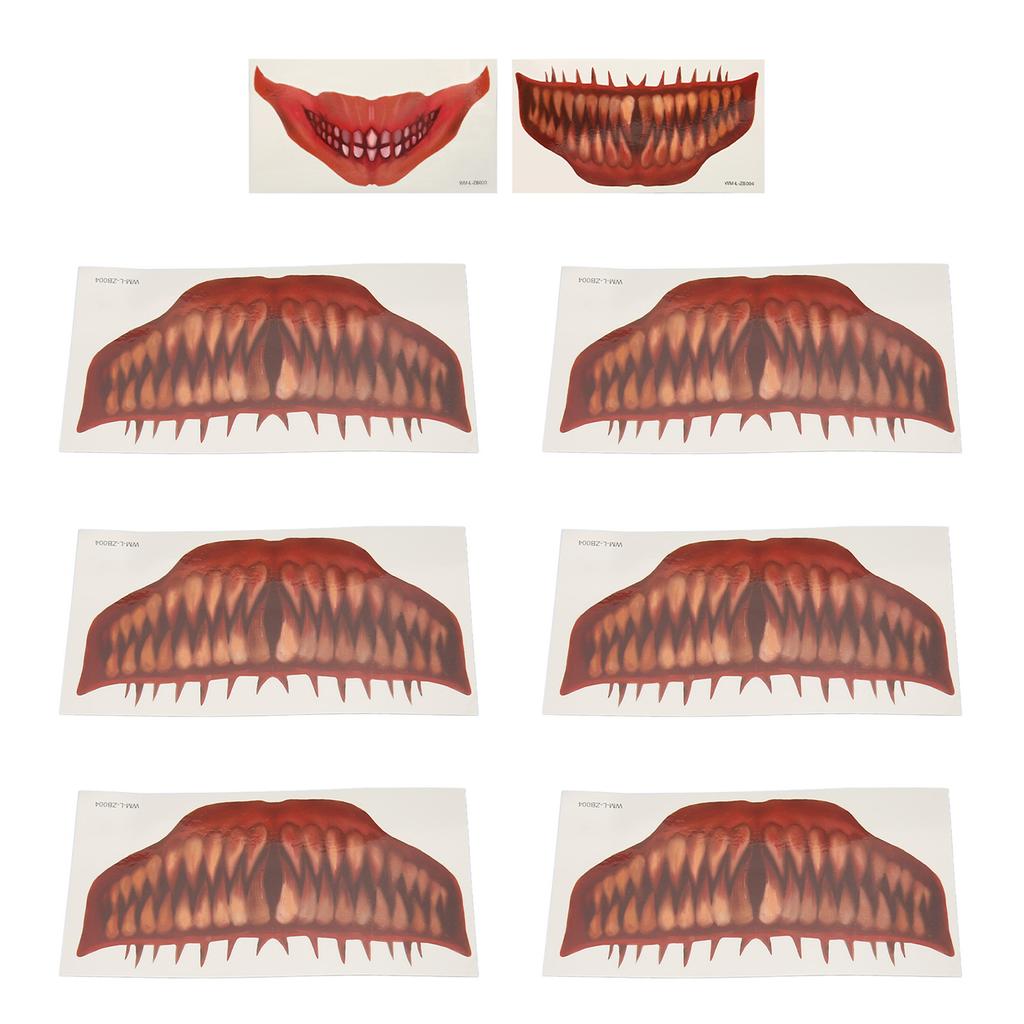 6шт большой рот татуировки наклейки страшные водонепроницаемый Sweatproof ужас временные Хэллоуин татуировки лица St