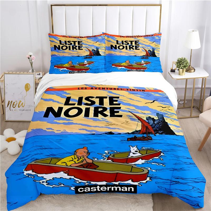 Cute T-Tintines Cartoon Funny All Season Duvet Cover Bedding Sets Soft Quilt Cover and Pillowcases Teen Single/Double/Queen/King